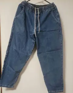 濃い青 デニム イージーパンツ
