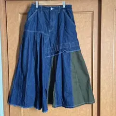デニムパッチワークロングスカート
