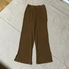 GU ブラウン リブ編みパンツ スリット付きM