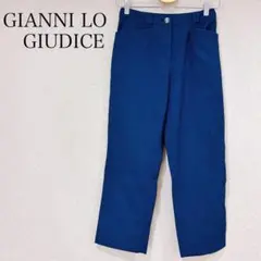 GIANNI LO GIUDICE パンツ　ストレート　綿麻　ネイビー　シンプル