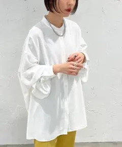 apres jour mignon バンドカラーシャツ ホワイトのサムネイル