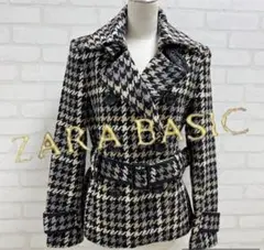 ★美品★ ZARA BASIC チェック柄 ジャケット コート ベルト付き