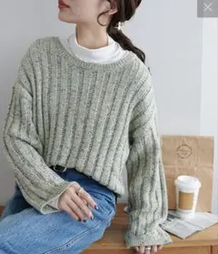 リブハイネック ニット