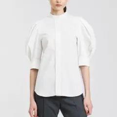 【新品】ESTNATION バンドカラータックスリーブブラウスのサムネイル