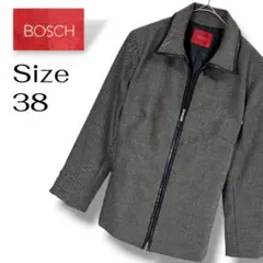 BOSCH ボッシュ 毛混ジャケット 38 M グレー ジップ ヘリンボーン調のサムネイル