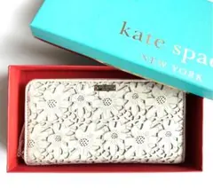 ケイトスペード ニューヨーク フラワーレザーウォレット 長財布 アイボリー