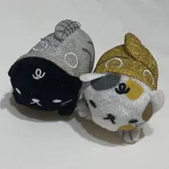 サカナねこ ぬいぐるみマスコット キーホルダー 平成レトロ 金色 銀色 2点