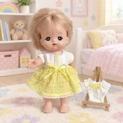 メルちゃんサイズハンドメイド服　リップルワンピースとパンツのセット