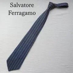 【訳あり】フェラガモ ネクタイ ネイビー 鳥柄 絹 高級 イタリア製【n6207