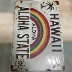 ハワイ ALOHA STATE レトロアート ブリキ看板 アルミ看板 A4 雑貨