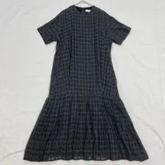 着物リメイクワンピース 久留米絣反物 ゆったりワンピース ロング丈
