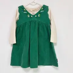 moujonjon お花刺繍長袖ワンピース＆長袖インナー　100