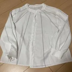 ホワイトストライプバルーン袖シャツ