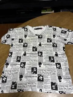 EUROYAL 英字新聞柄 Tシャツ ホワイト M