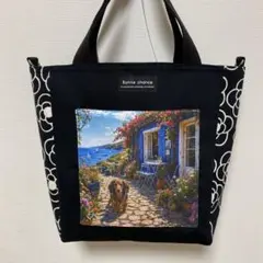 ハニチェリーナ、ダックスフンドちゃんパネル生地使用 トートバッグ ハニチェリーナ様専用、ダックスフンドちゃんパネル生地使用 トート