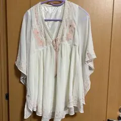 ING 刺繍入りホワイトチュニック 五分袖