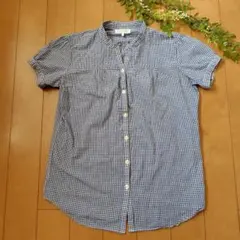 半袖ブラウスMサイズ青チェック柄