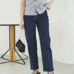 【ウエスト革命デニム】ウエストシェイプデニムストレートパンツ　ロペピクニック