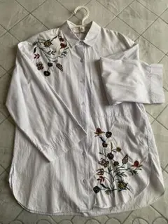 花柄刺繍 長袖シャツ