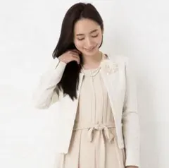 ツイードノーカラージャケット　38 フォーマルジャケット