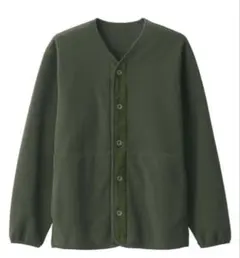 無印良品　紳士素材に還るフリースカーディガン　カーキM