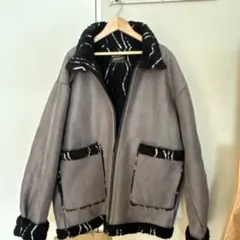 Kastane リバーシブル　ボアムートンジャケット グレー・ブラック