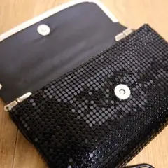 【ショルダー&ハンドバッグ】黒　スパンコール　クラッチバッグ　結婚式　パーティー
