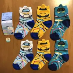 はくラボ みみ付きくつした 新幹線柄 クルー丈3足組 13〜18㎝ 新品未使用②
