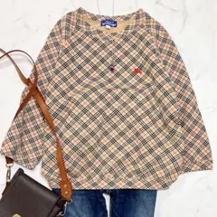 美品✨バーバリーブルーレーベル ノバチェックスウェット ホース刺繍 七分袖