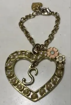 サマンサタバサ　ハート型チャーム S ゴールド 金 パール フラワー 花