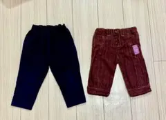 ネイビーとワインレッドのパンツセット