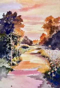 1138☆水彩画原画 ［バラ園1] 港の見える丘公園 花 - メルカリ