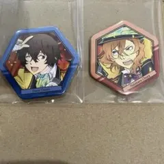 文豪ストレイドッグス　太宰治　中原中也　 六角形　缶バッジ セット