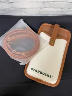STARBUCKS スマホショルダーバッグ ホワイト/ブラウン