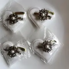 未使用美品☆シルバーパールビーズブローチ 4個セット