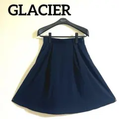 美品グラシアMサイズ　上品　OL ネイビー　フレアスカート タック入りのサムネイル