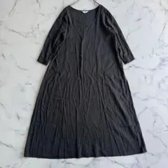 ウィムガゼット♡麻 ボリュームスリーブ ロングワンピース 七分袖