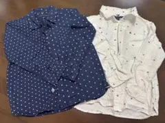 長袖シャツ 2点セット ネイビー ホワイト