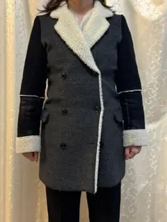 ダブルブレストコート グレー ブラック