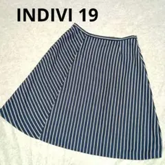 INDIVI マルチストライプ 台形スカート 19 大きいサイズ 裏地ありのサムネイル