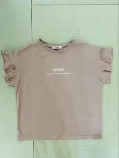 PINK-latte フリル袖 ロゴTシャツ ベージュ S 160のサムネイル
