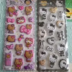 もちもちマシュマロシール　ハローキティ　ギャルキティ　黒　ヒョウ柄　ピンク