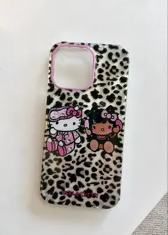 ハローキティkitty レオパード柄 可愛いiphone15promaxケース