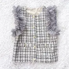 神戸レタス　ショルダーチュールツイードベストトップス　 Mサイズ