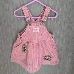 日本製　ピンク　サロペット　女の子　可愛い　ストライプ