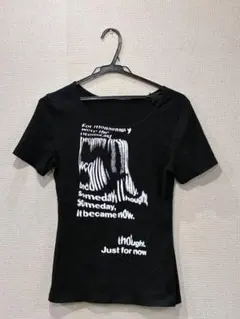 フロントメッセージプリント 半袖Tシャツ ブラックのサムネイル