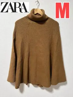 ZARA ブラウン タートルネック ポンチョ M
