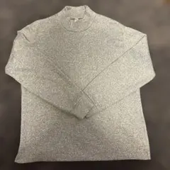 ユニクロ ソフトニットフリースモックネックT L グレー