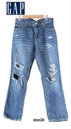 GAP 1969ジーンズ ガールフレンドデニム ダメージ加工 アンクル丈