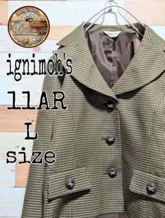 【美品】ignimoh's　テーラードジャケット　千鳥格子　古着　ショート丈